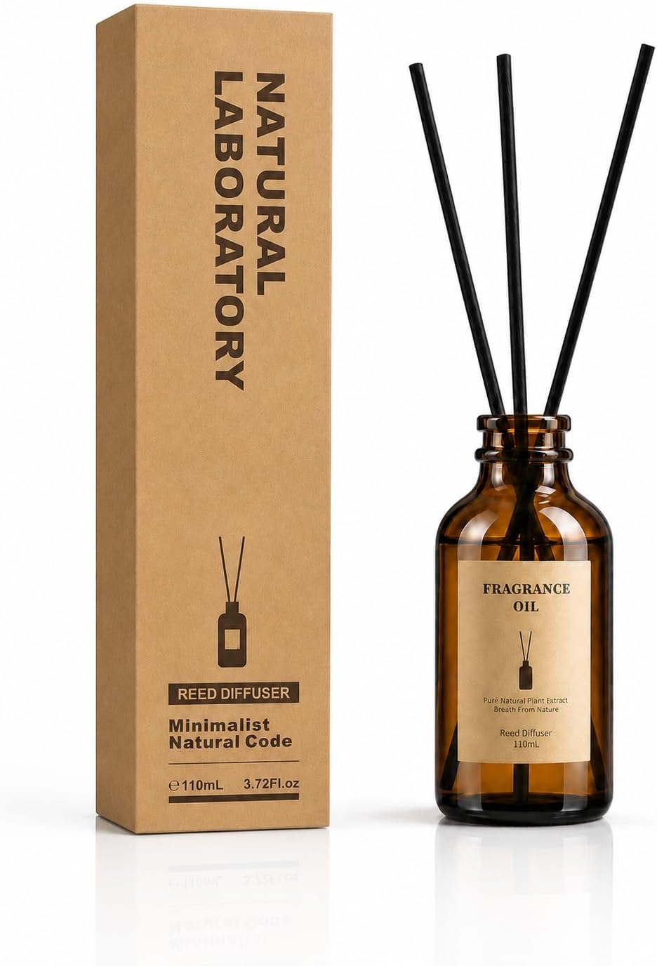 Reed Diffuser Set, 110mL/3.72 Fl.Oz Natural Laboratory Series, Long Lasting Premium Fragrance Oil Diffuser with Rattan Sticks, for Home Bedroom Bathroom Office, Aromatherapy & Housewarming Gift