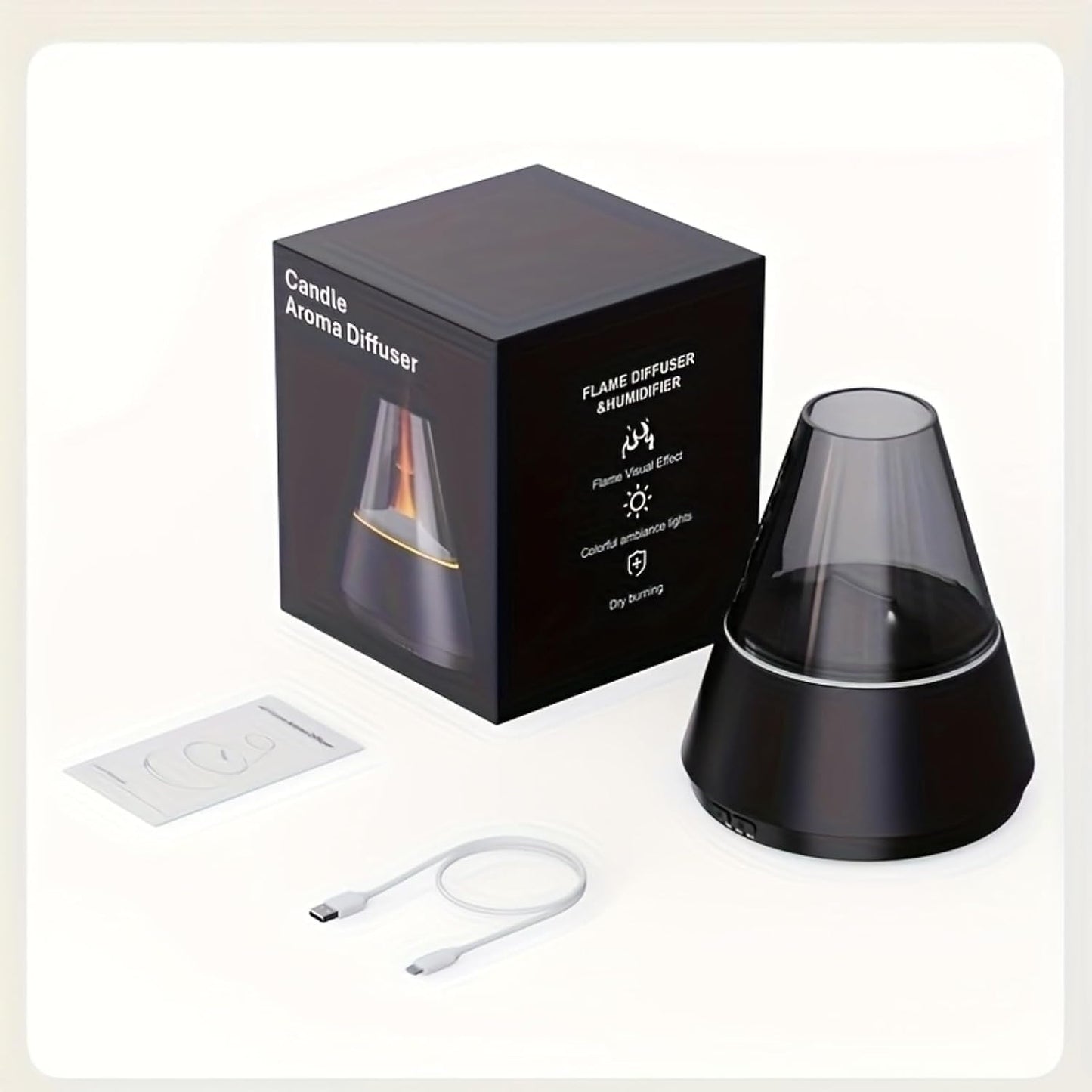 Essential Oil Diffuser, Luxury-Style Aromatherapy Diffuser with Candlelight Night Light Effect, Ultrasonic Cool Mist Humidifier, Remote Control Function, Suitable for Home Living Room and Office