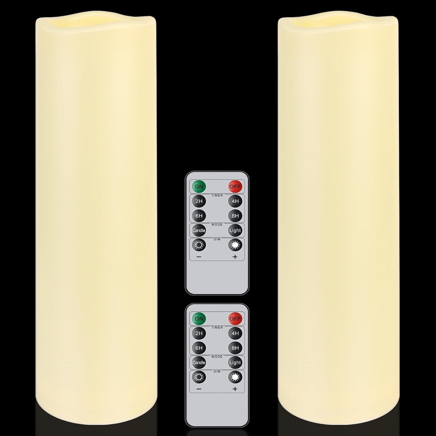 2 Pack Extra Large Outdoor Candles with Timer Waterproof, 14" x 4" Flickering Flameless Candles Battery Operated with Remote, Tall LED Pillar Candle for Outdoor Lantern, Patio, Porch, Ivory
