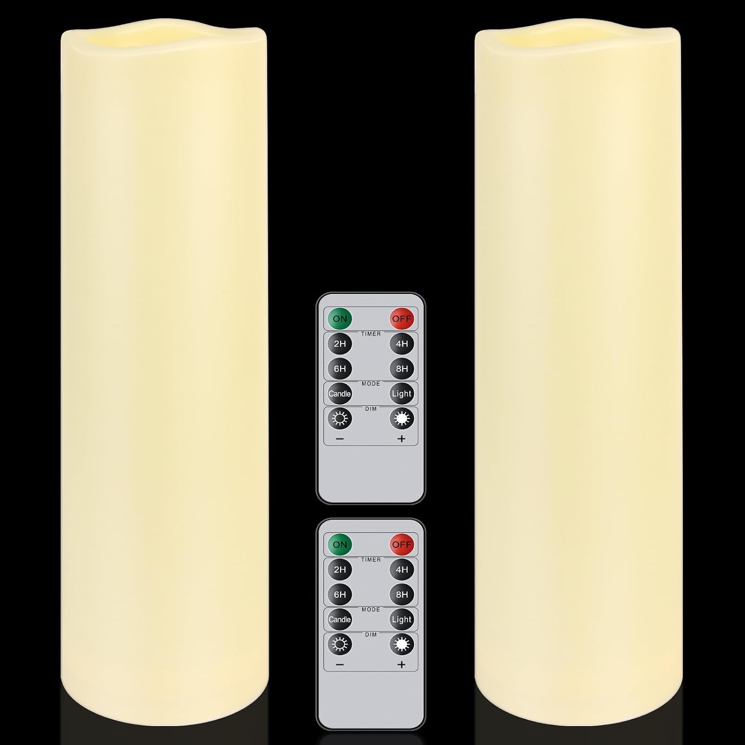 2 Pack Extra Large Outdoor Candles with Timer Waterproof, 14" x 4" Flickering Flameless Candles Battery Operated with Remote, Tall LED Pillar Candle for Outdoor Lantern, Patio, Porch, Ivory