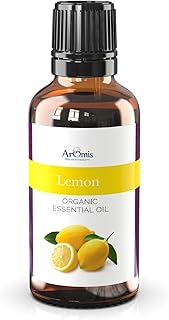 ArOmis Organic Lemon Essential Oil - 100% Pure Therapeutic Grade - Undiluted, Premium Oil - 150 Micron Filtered, Perfect for Aromatherapy Diffusers (30ml / 1 fl oz)