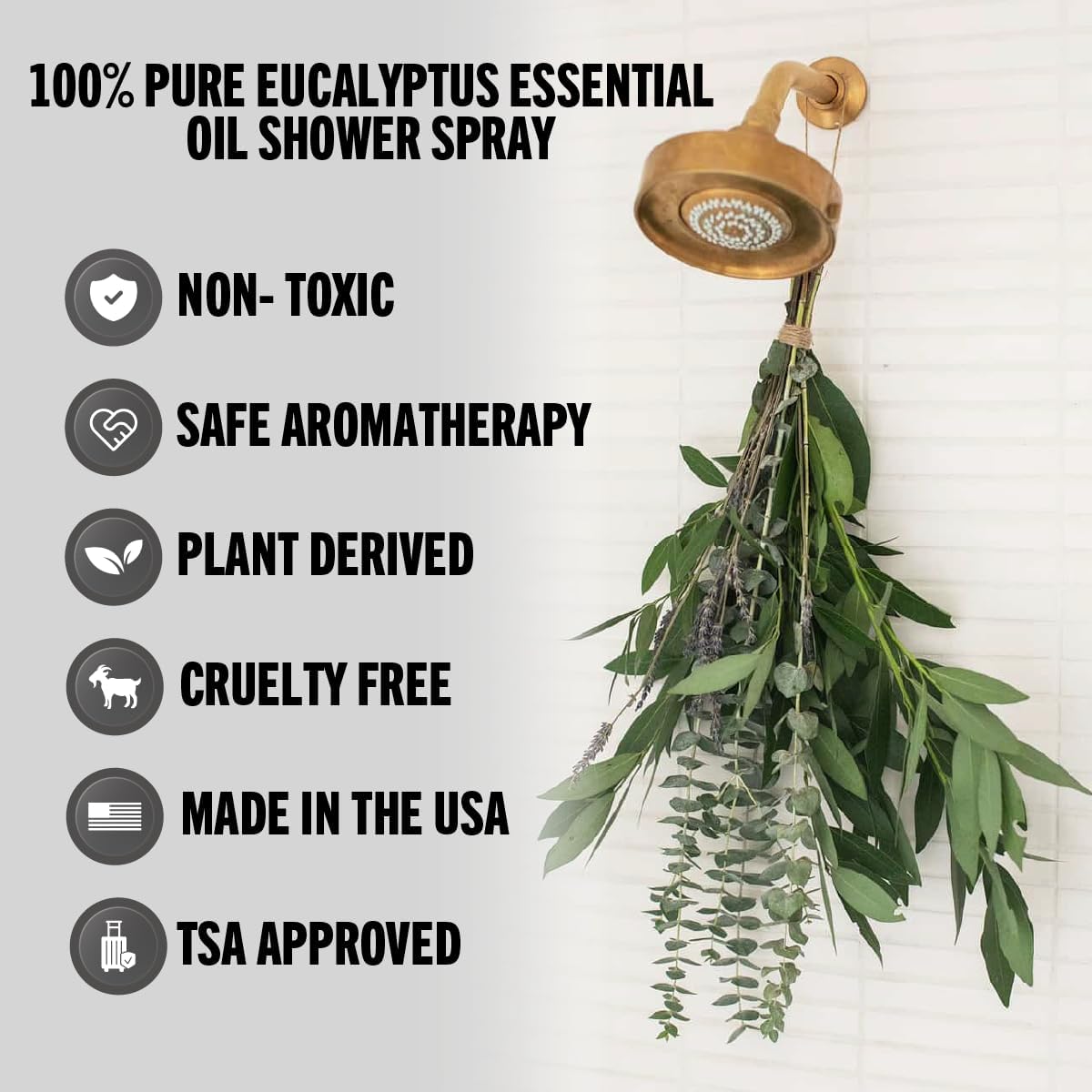 Game Face Eucalyptus Vaporizing Shower Mist Spray for Aromatherapy, At Home Spa Experience, Sinus Congestion Relief, and Tension Relief, 2 fl oz - Made in USA
