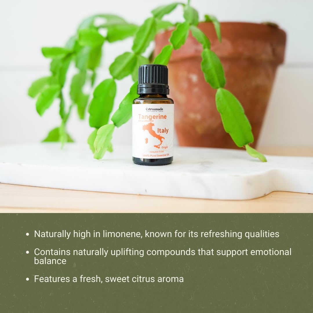 Tangerine Essential Oil - Direct from Citrusmade in Sicily, Italy - Essential Oils for Diffusers & Aromatherapy | 100% Pure Therapeutic Grade (15ml)