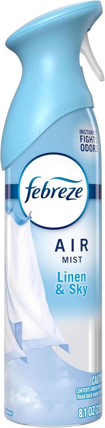 Febreze Air Mist, Air Freshener Spray, Odor Fighting Room Spray, Deodorizer for Home Bathroom Kitchen Office Apartment Dorm Room Classroom, Linen & Sky Scent, 8.1oz (Pack of 6)