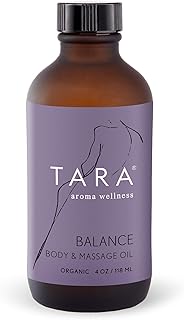 TARA Spa Therapy Balance Massage Oil – Premium Organic Oil for Relaxation & Stress Relief, 100% Pure Essential Oils, Ylang Ylang, Orange & Vetiver, 4 oz