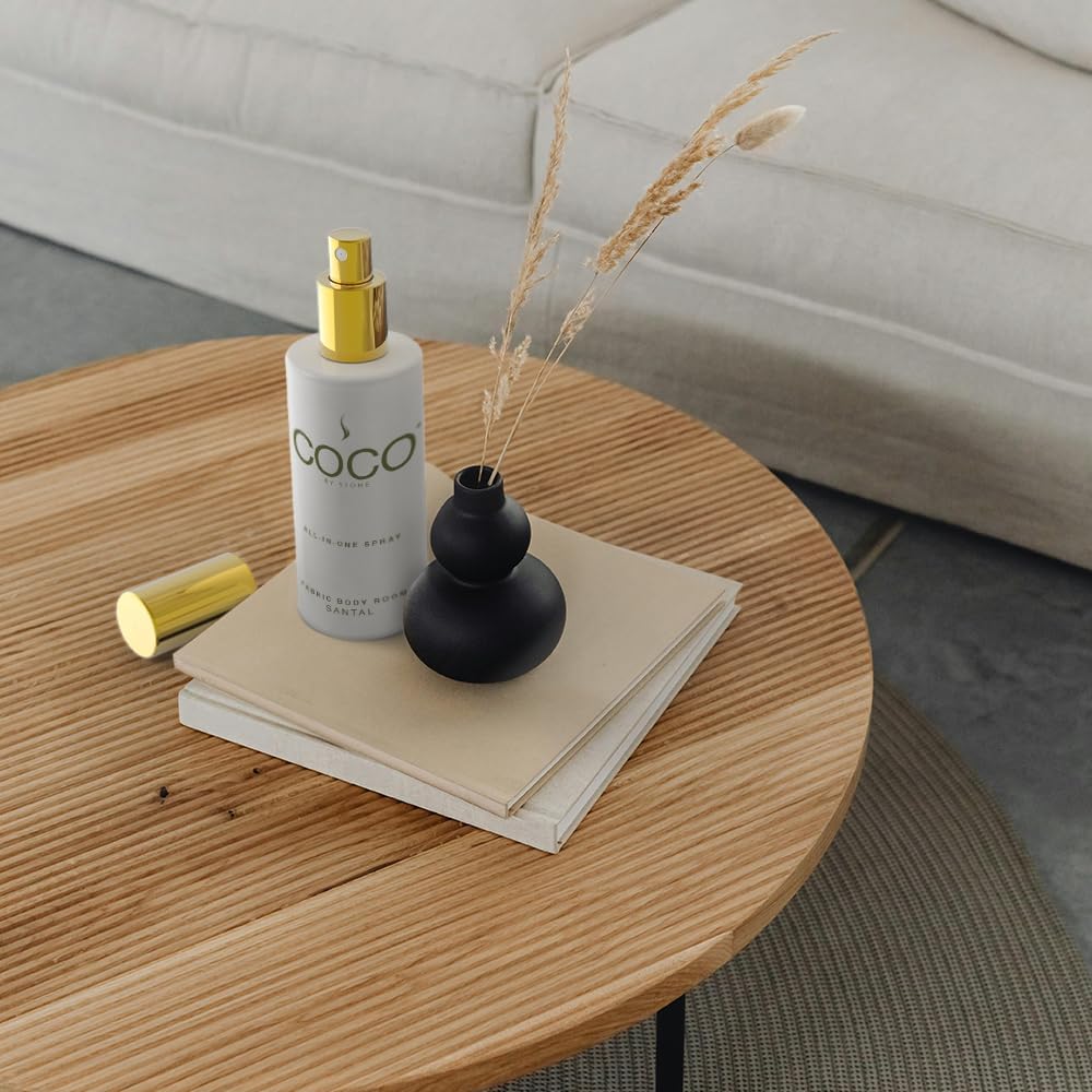 COCO by Stone 5oz All-in-One Spray (Santal) Shake & Spray Formula for Fabric, Pillows, Interiors, Clothing, Home Fragrance Accessories, Room Perfume, Room Deodorizer, Vegan & Cruelty-Free