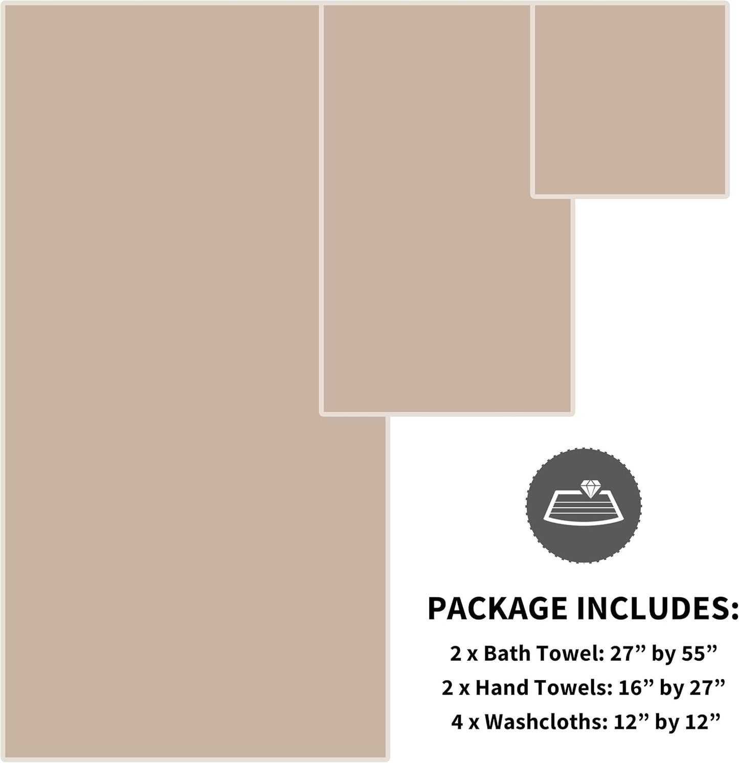 Cosy Family Microfiber 8-Piece Towel Set, 2 Bath Towels, 2 Hand Towels, and 4 Wash Cloths, Ultra Soft Highly Absorbent Towels for Bathroom, Gym, Hotel, Beach and Spa (Brown)