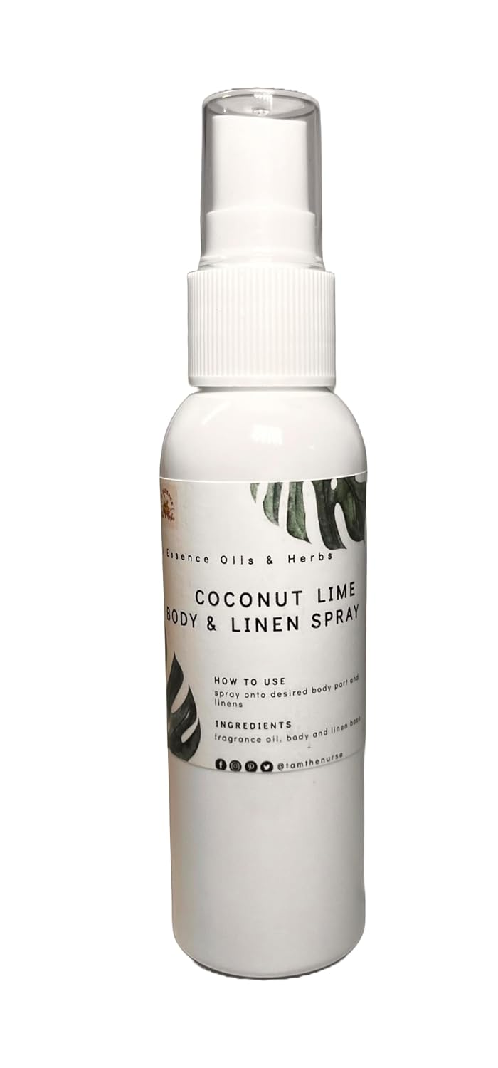 Coconut Lime Body and Linen Spray - Potent Fragrance, Versatile Use, Hand Blended, 2oz.