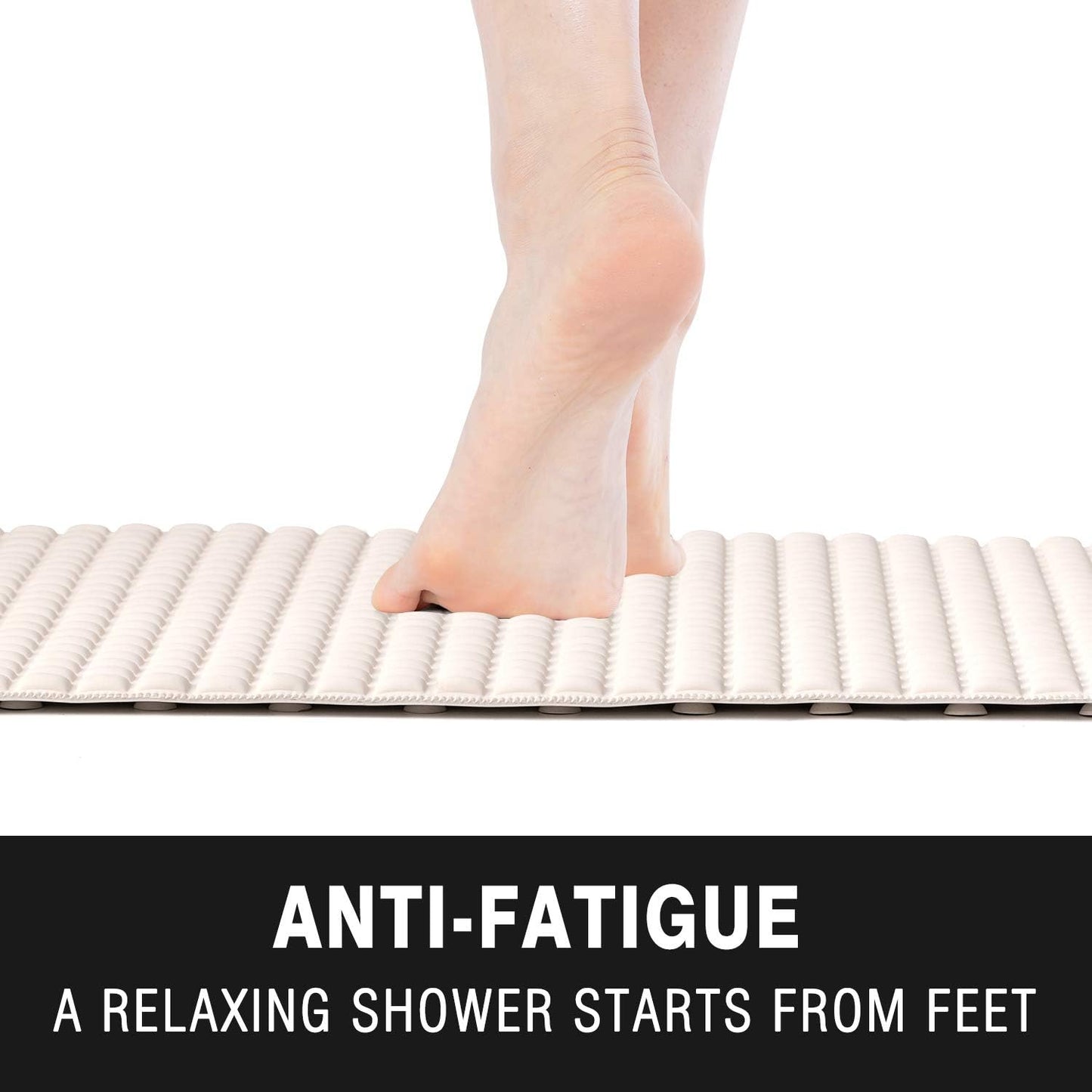 BOWERBIRD Premium Comfort & Safety Bathtub Mat: 800+ Air-Filled Cells for Cloud-Like Softness & Cushioned Support | Non-Slip Design for Sensitive Feet, Reduces Fatigue, Natural Rubber (Cream