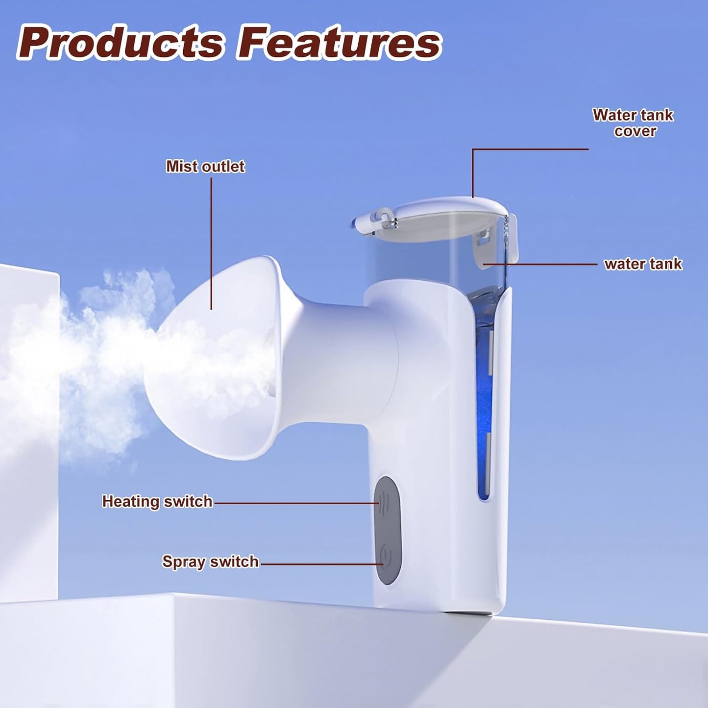 Eye Steam Sprayer, Mini Eye Mist Steam Sprayer, 3 Adjustable Temperature, Upgraded Portable Eye & Face Hydration Soother for Moisturizing & Cleaning