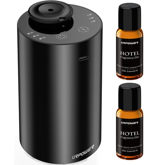 URPOWER Waterless Essential Oil Diffuser: No Water Needed Battery Operated Scent Diffuser - 2 * 20ML Hotel Fragrance