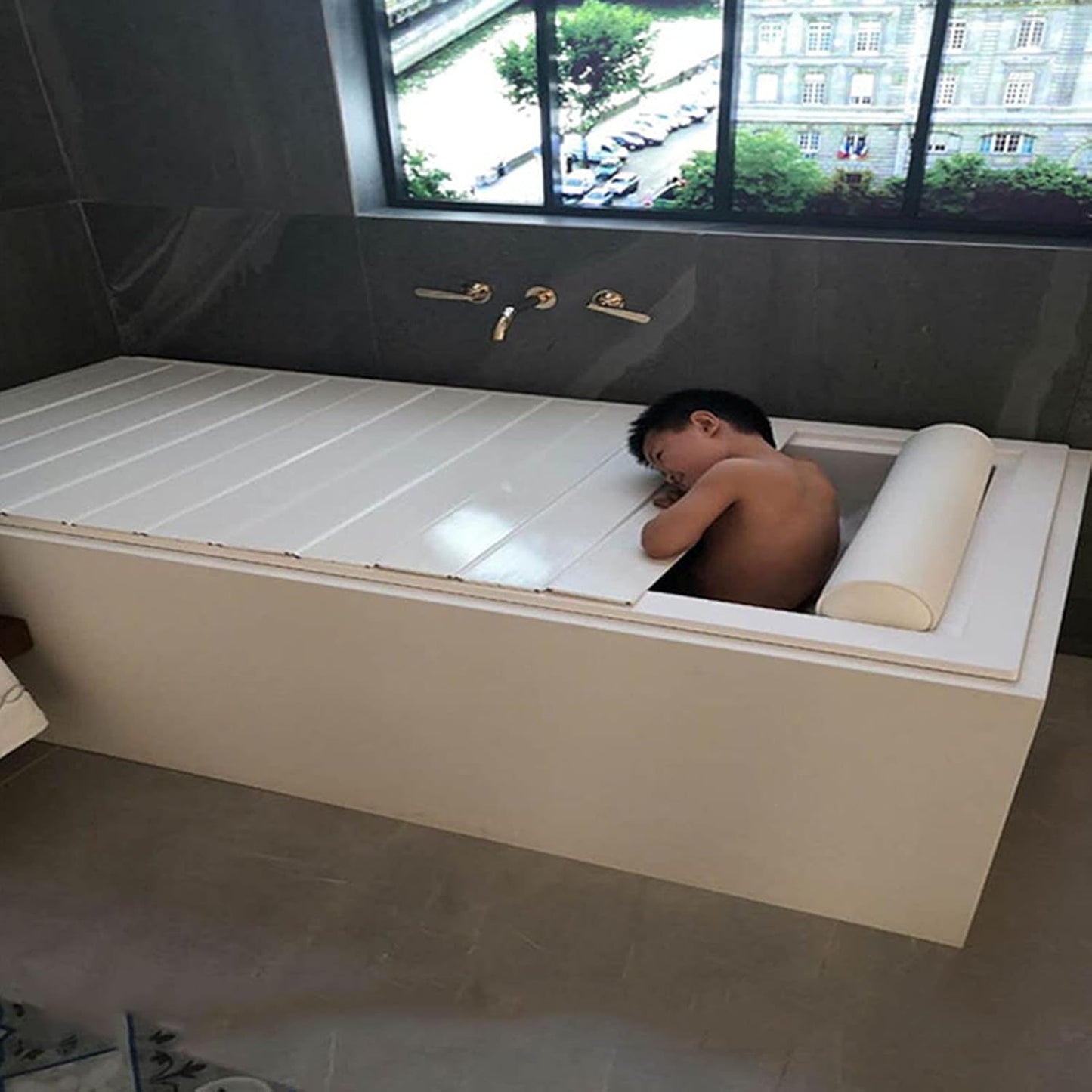 Bath Bridge Tub Caddy Tray Folding Bathtub Cover Dust-Proof Shutter Bath Lid, Bathtub Insulation Board Dust-Proof Cover(Thickness: 1.2cm) (75x180cm)