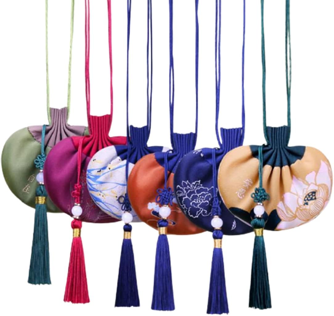 6 Pcs Chinese Sachet Silk Brocade Coin Bags Pouches with Drawstring Jewelry Gift Bag Aromatherapy Bag,Random Color
