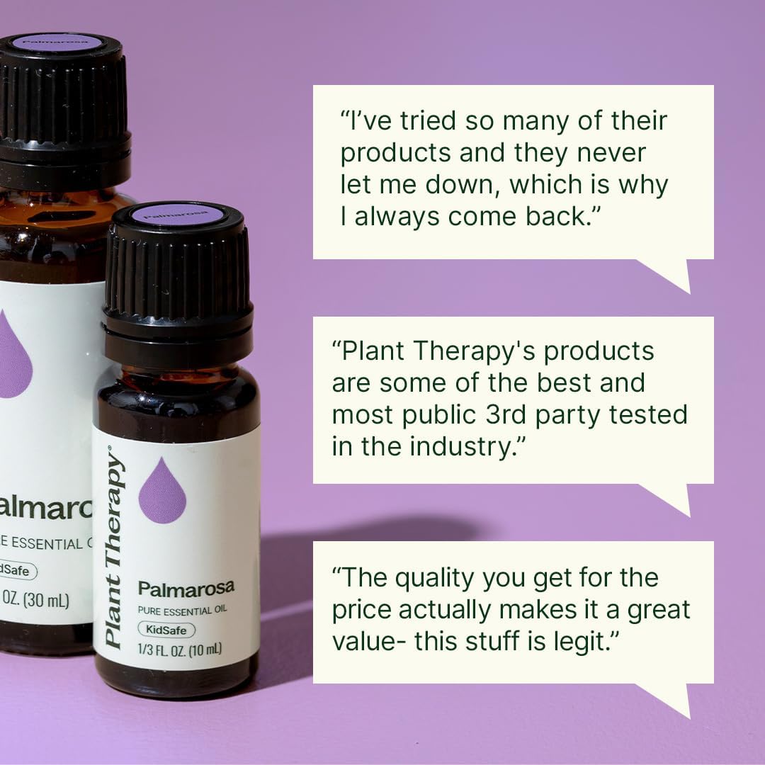 Plant Therapy Palmarosa Essential Oil 10 mL (1/3 oz) 100% Pure, Undiluted, Natural Aromatherapy, Healthy Skin, Emotional Balance