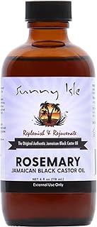 Sunny Isle Rosemary Jamaican Black Castor Oil 4oz | Hair Growth Treatment | For Scalp & Acne-Prone Skin | Hot Oil Application