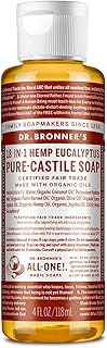 Dr. Bronner's - Pure-Castile Liquid Soap (Eucalyptus, 4 ounce) - Made with Organic Oils, 18-in-1 Uses: Face, Body, Hair, Laundry, Pets and Dishes, Concentrated, Vegan, Non-GMO