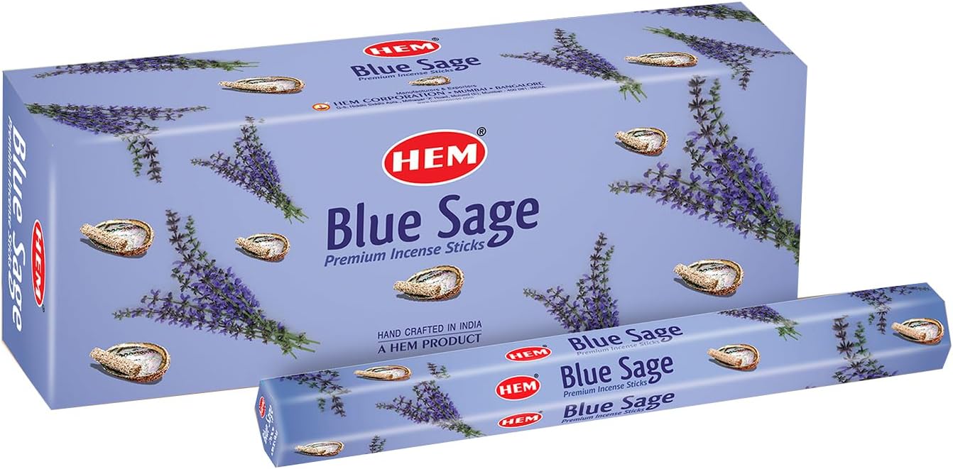 Hem Blue Sage Incense Sticks (120 Sticks, 6 Boxes Inside) - 9 Inches Long, 20g per Box - for Meditation | Rituals | Promotes Relaxation and Rejuvenation.