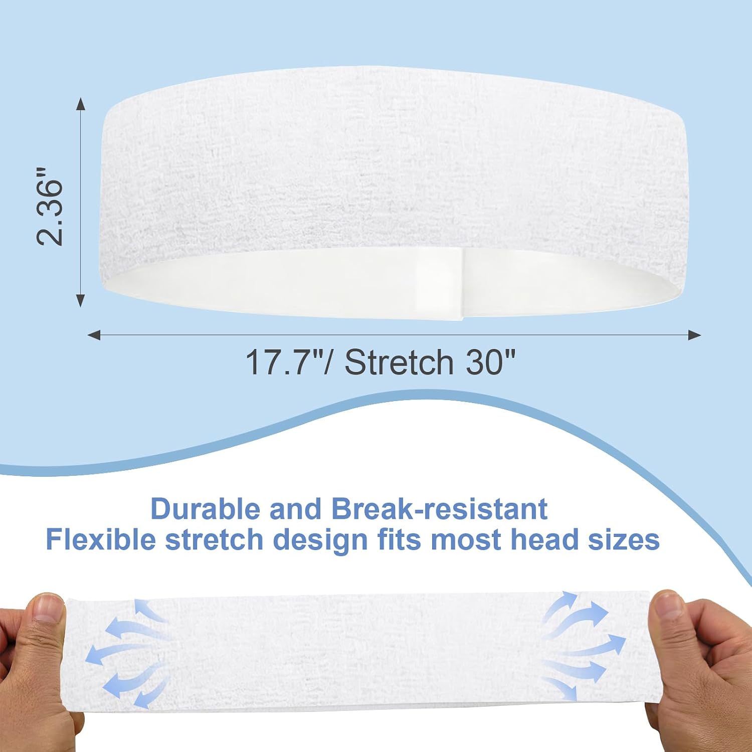 160 Count Disposable Spa Headbands for Women - Individually Wrapped Facial Headbands for Skincare, Makeup & Estheticians - Stretch Non-Woven Hair Bands for Salon & Home (White)