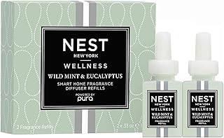 NEST New York Smart Home Fragrance Diffuser Refill Smart Vials, Wild Mint & Eucalyptus - Set of 2 - Designed for NEST x Pura 3 and NEST x Pura 4 Diffusers - Cruelty Free, Vegan