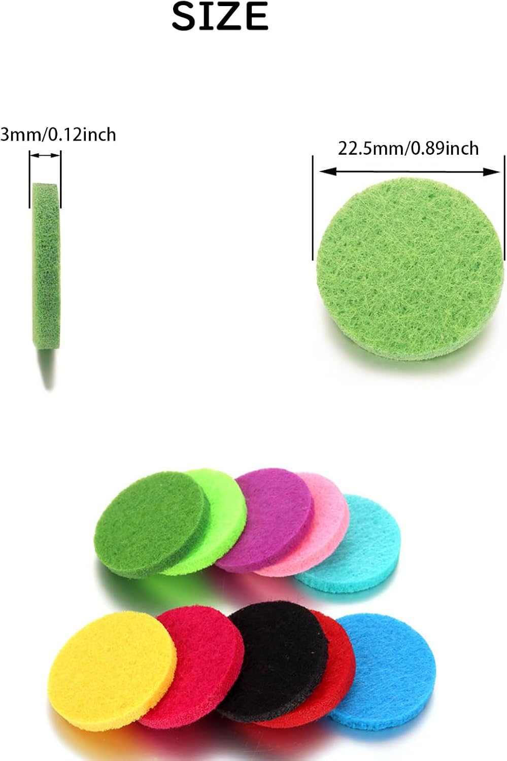 60 PCS Replacement Aroma Felt Pads for Essential Oil Car Diffuser Vent Clips, 22.5mm/0.89inch Diameter 15 Colors Unscented Aromatherapy Refill Pads for 30mm Diffuser Locket Pendant Necklace Bracelet