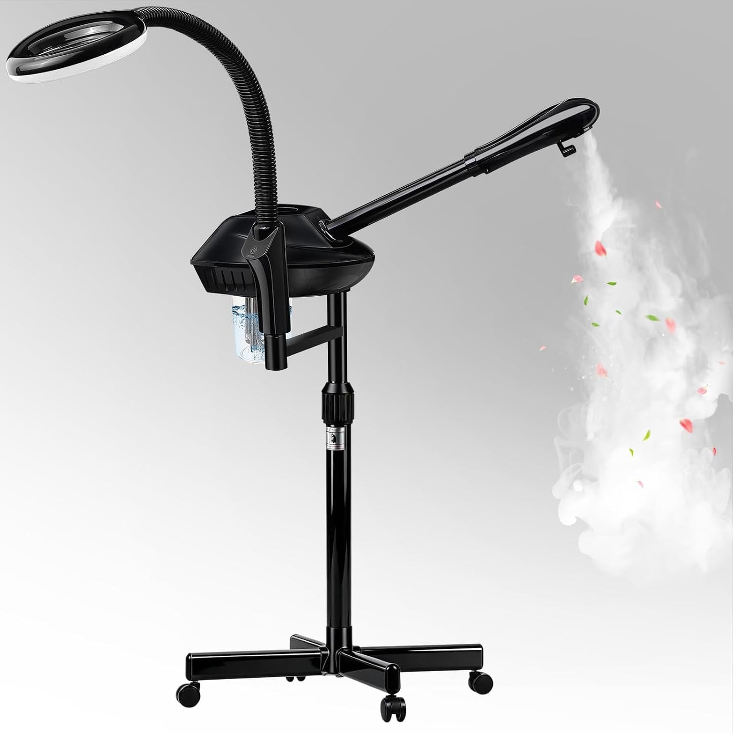 Professional Facial Steamer on Wheels,2 in 1 Face Steamer with 5X Magnifying Lamp and Ozone Function for Home and Beauty Spa Use