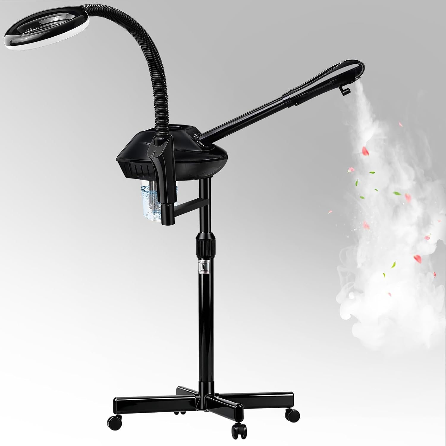 Professional Facial Steamer on Wheels,2 in 1 Face Steamer with 5X Magnifying Lamp and Ozone Function for Home and Beauty Spa Use