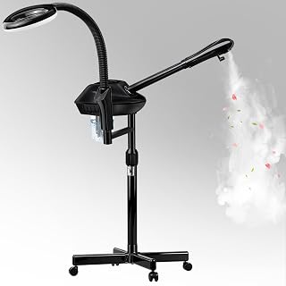 Professional Facial Steamer on Wheels,2 in 1 Face Steamer with 5X Magnifying Lamp and Ozone Function for Home and Beauty Spa Use