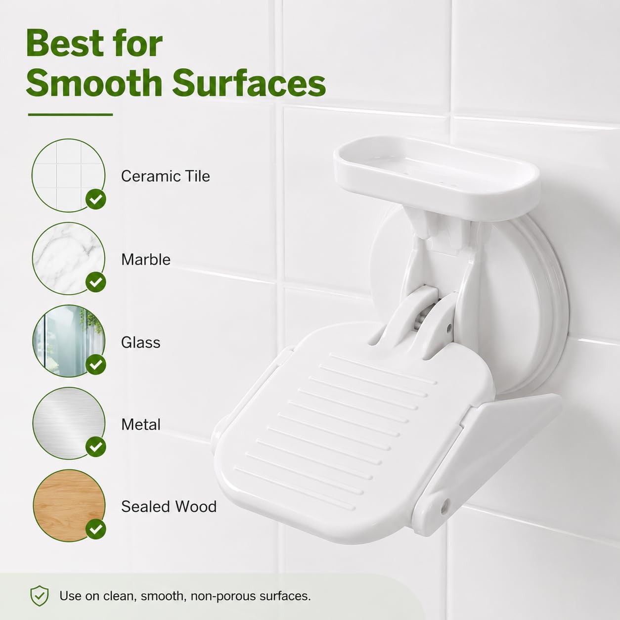 Shower Stool for Shaving Legs,Bath Foot Rest for Wall Showers Small Stand for Inside with Powerful Suction Cup