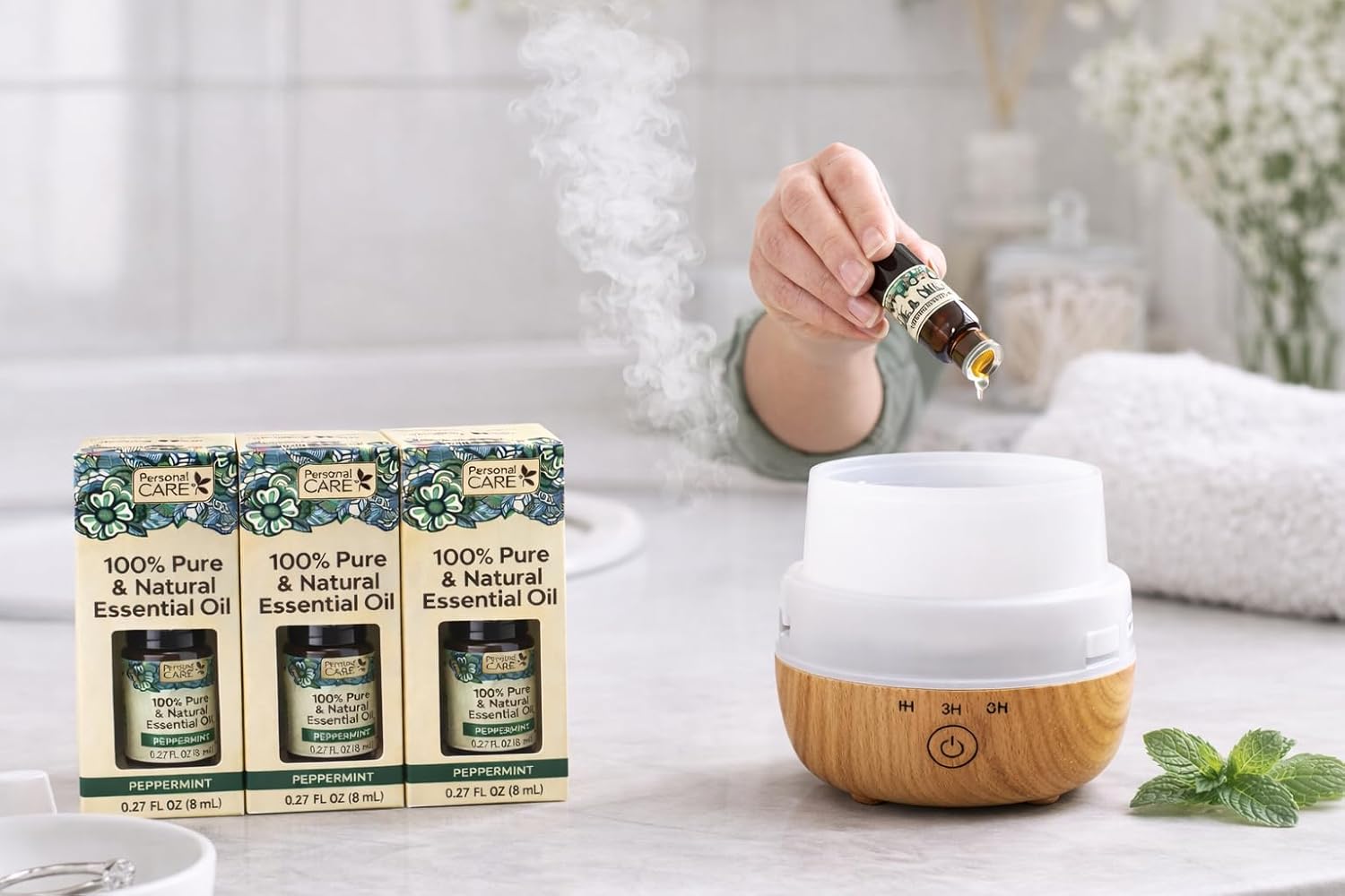 Personal Care Pure & Natural Essential Oil, Peppermint - 0.27 fl oz Pack of 3