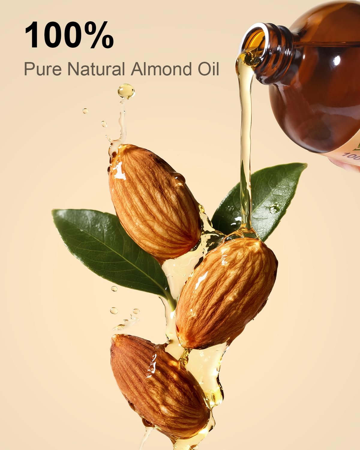 Yoken Organic Almond Oil 16 oz Glass Bottle