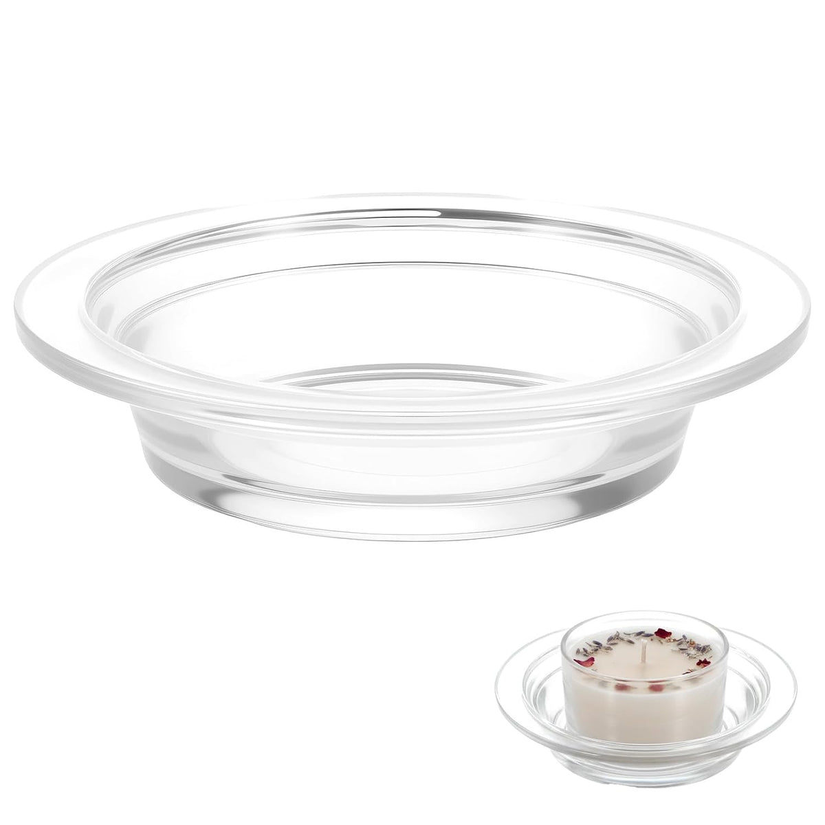 1 Pcs Wax Warmer Replacement Dish 4.5 Inch Glass Heating & Melting Plate Round Aromatherapy Tray Candle Heatings Bowl