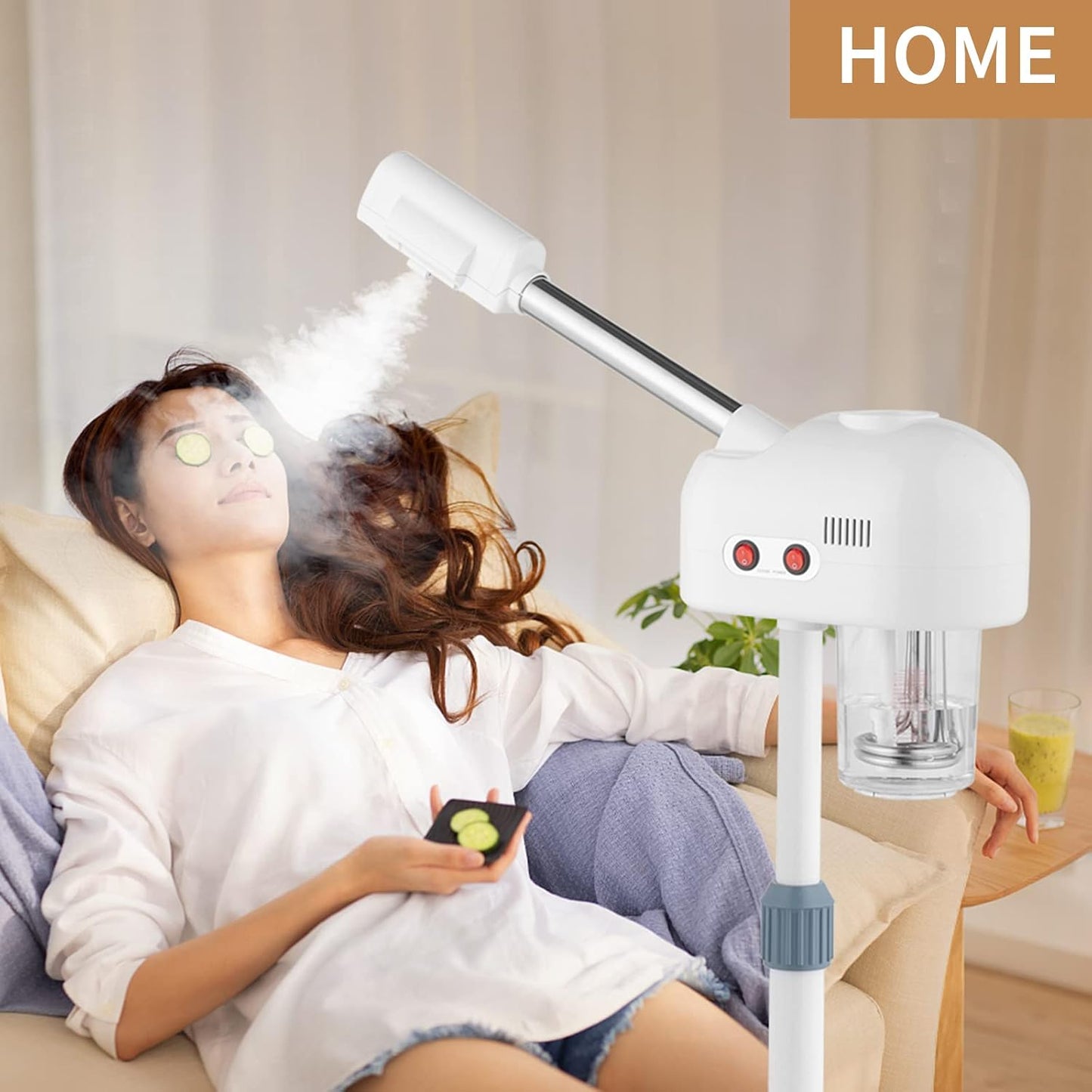 Professional Facial Steamer,2 in 1 Facial Steamer on Wheels with 3X Magnifying Lamp,Time Preset Function Design for Face Sauna Spa and Personal Care Use at Home or Salon