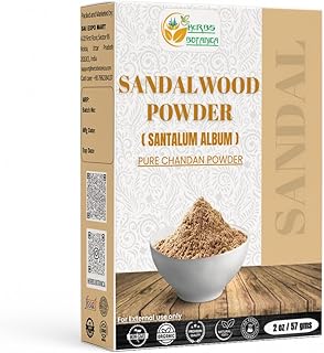 Herbs Botanica Chandan Sandalwood Powder Natural 2 oz For Skin, Face Pack, Face Mask, Worship Tilak, Auspicious Occasions 100% Natural, Soothing, Cleansing, Wrinkles