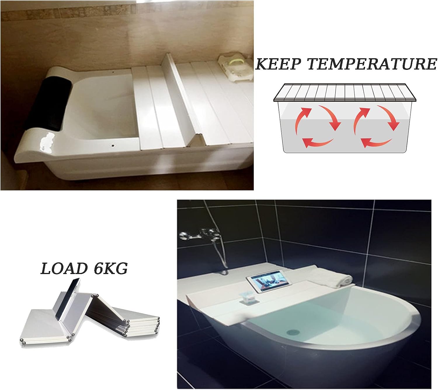 Bath Bridge Tub Caddy Tray Folding Bathtub Cover Dust-Proof Shutter Bath Lid, Bathtub Insulation Board Dust-Proof Cover(Thickness: 1.2cm) (75x180cm)