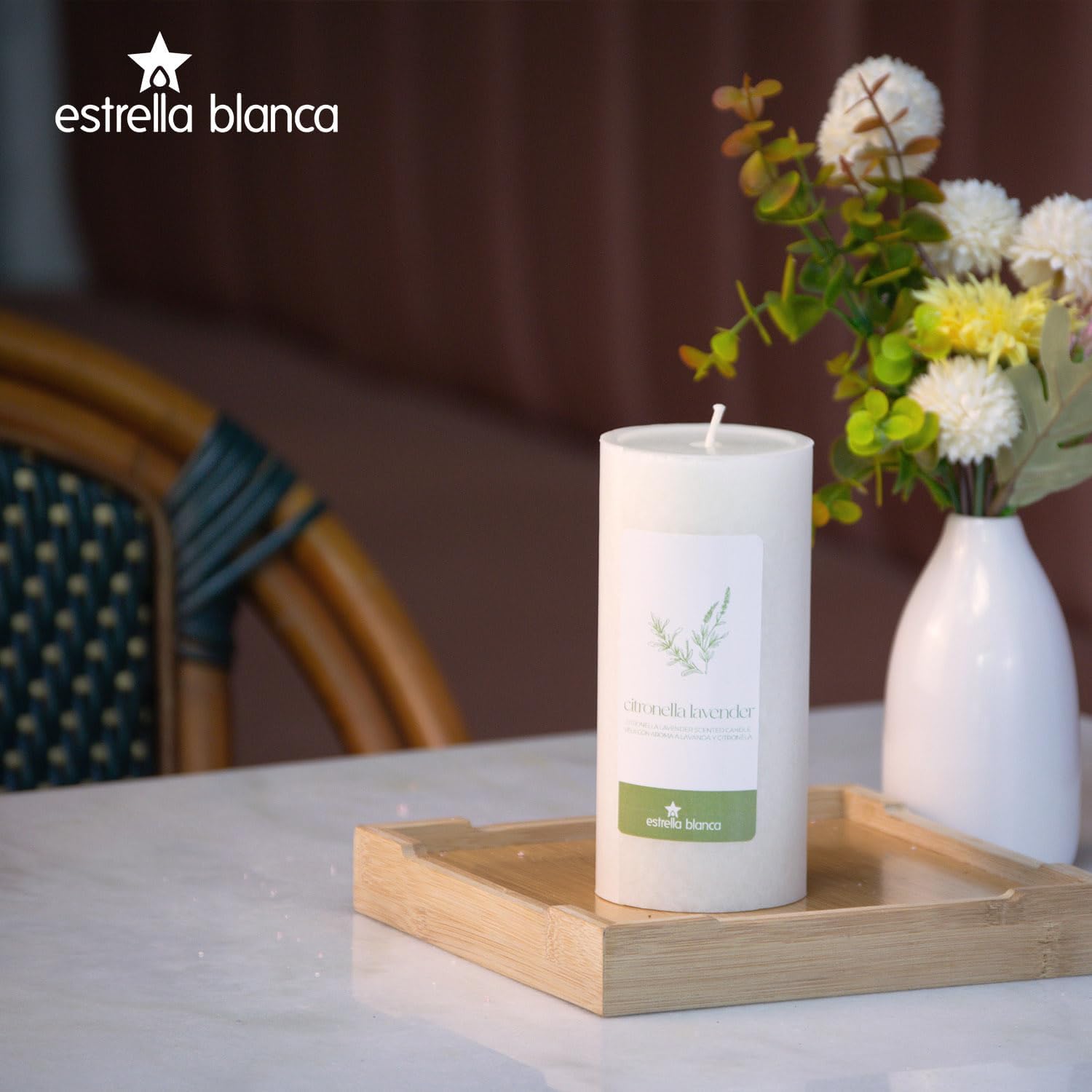 Citronella Lavender Candles - Citronella Scented Pillar Candle Ivory - 3x6 inch - 3 Pack - Long Lasting Burn Outside Candles for Garden Yard Balcony, Summer Camping