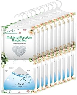 CANAGER Hanging Moisture Absorber-10 Packs, Hanging Dehumidifier Bags for Closet,Bedroom and kitchen,Fragrance Free,Moisture Absorb 12.5OZ