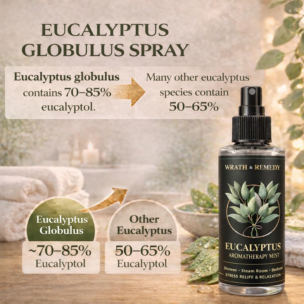 Eucalyptus Shower Spray Aromatherapy — 700+ Sprays, USDA Organic 100% Pure Eucalyptus Essential Oil Spray Mist for Spa Shower, Steam, Sauna & Linen Bedsheet – Premium & Travel Size (4 oz, Made in USA)