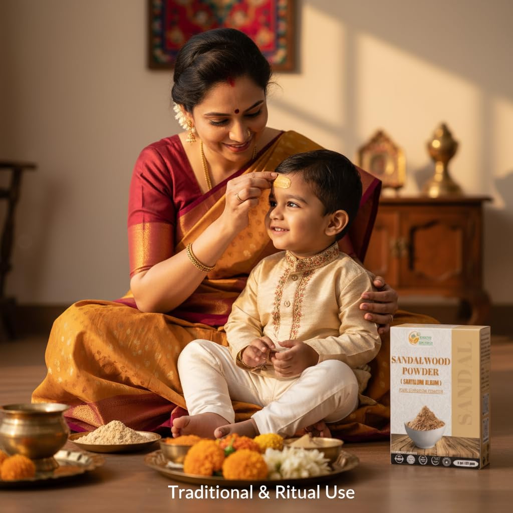 Herbs Botanica Chandan Sandalwood Powder Natural 2 oz For Skin, Face Pack, Face Mask, Worship Tilak, Auspicious Occasions 100% Natural, Soothing, Cleansing, Wrinkles