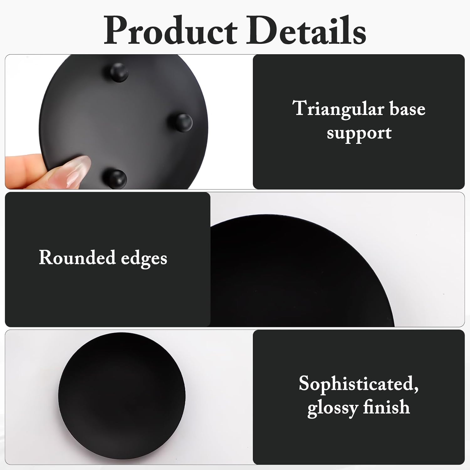 8 Pack Black Candle Holders for Pillar Candles, Premium Iron Candle Plates Stand for Led, Wax Candles, Decorative Candle Tray Dish for Spa Weddings Table Centerpiece