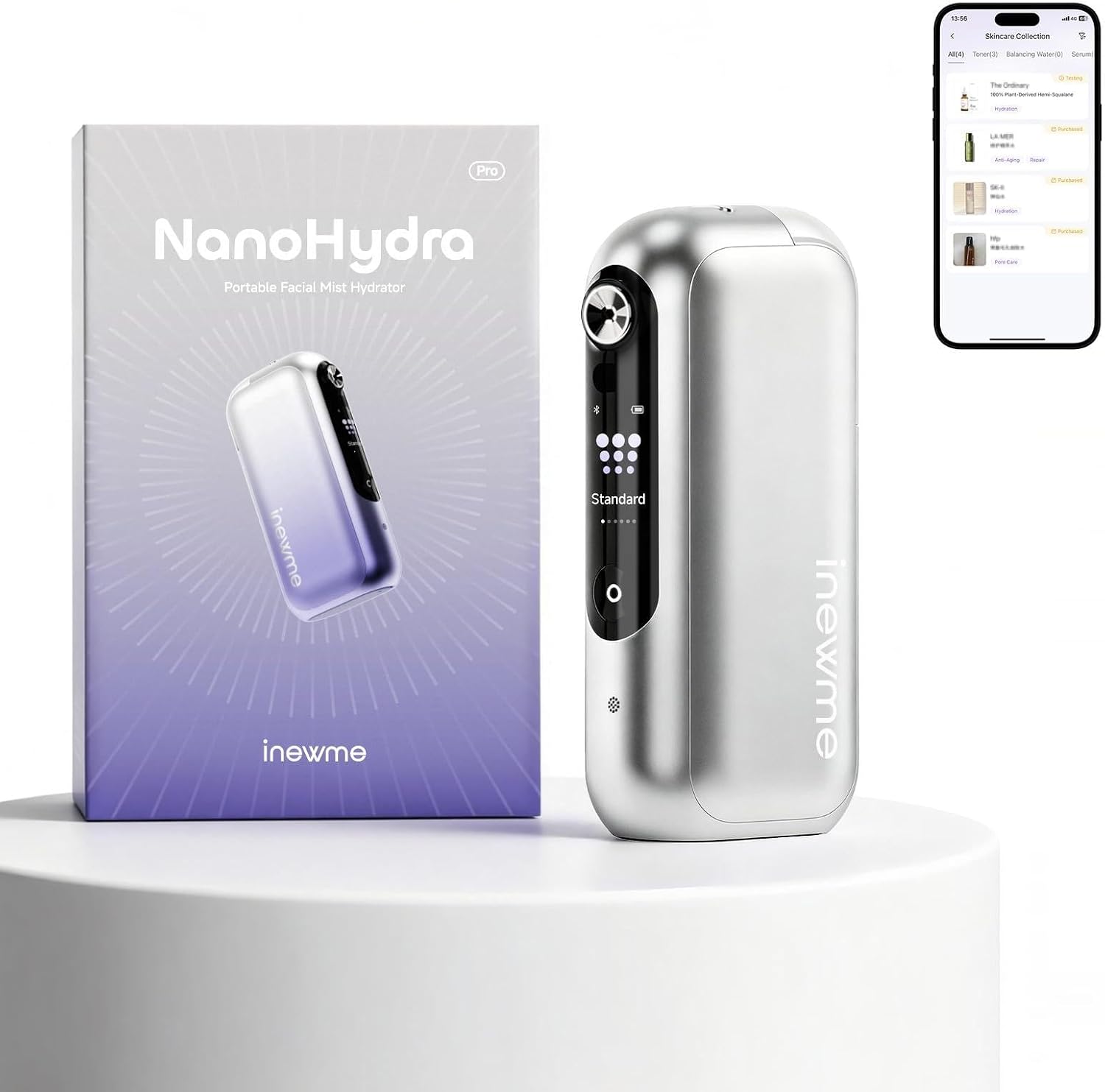 Nano Mister, Face Mister with Smart Visible Screen & App Control, inewme NanoHydra Pro Facial Sprayer, 10μm Micro Mist, Dual Air Pump, USB Rechargeable, Portable for Dry Skin & Makeup Hydration
