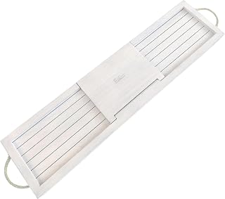 Esker Bathtub Tray, Premium Pine Wood Bath Board with Hemp Rope Handles; 32” Wide with Built in flip-up Mirror for applying Make-up, Masks or Scrubs; Must Have Bath Accessory Tray Caddy.