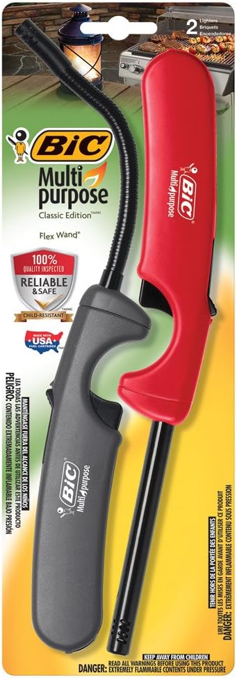 BIC Multi-Purpose Classic Edition Lighter & Flex Wand Lighter, 2-Pack
