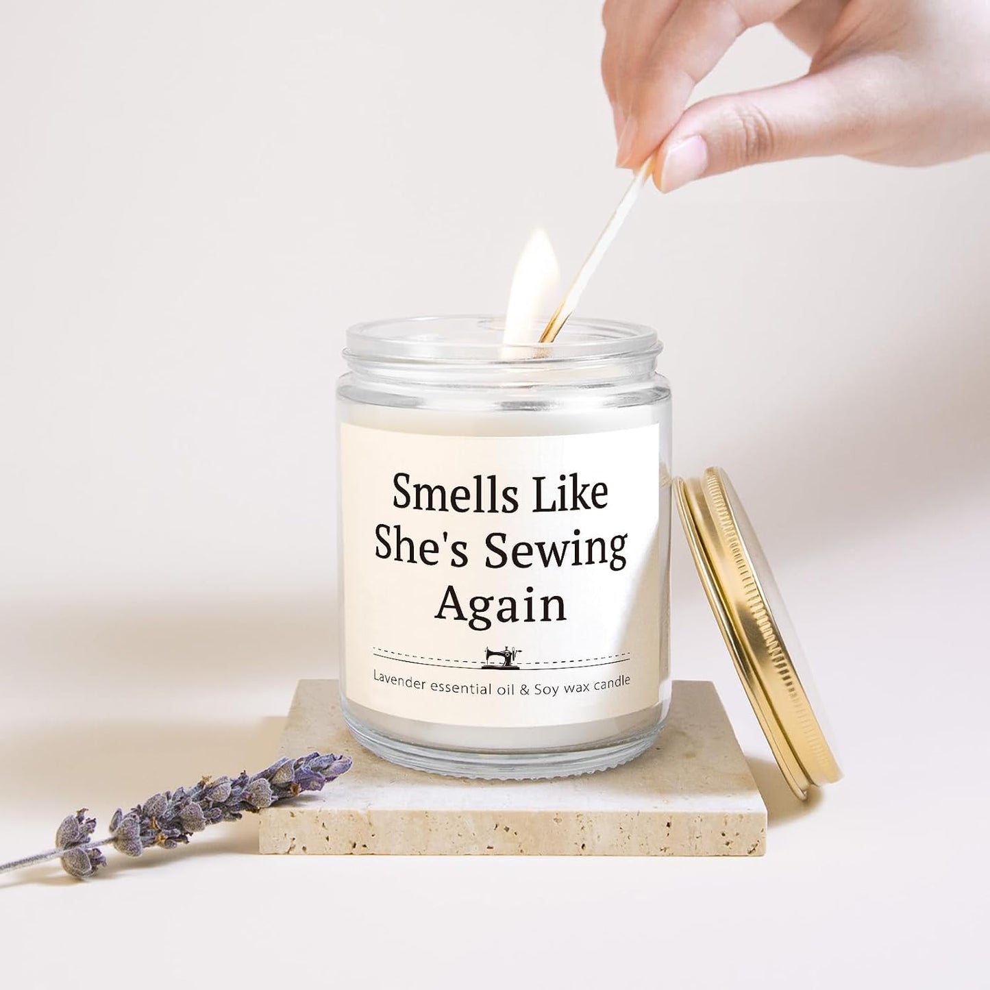 Funny Sewing Gifts for Women, Gifts for Quilters - Lavender Scented Candle, Sewing Accessories for Seamstress Tailors Crafters, Quilting Gift for Mom, Grandma, Friend, Wife