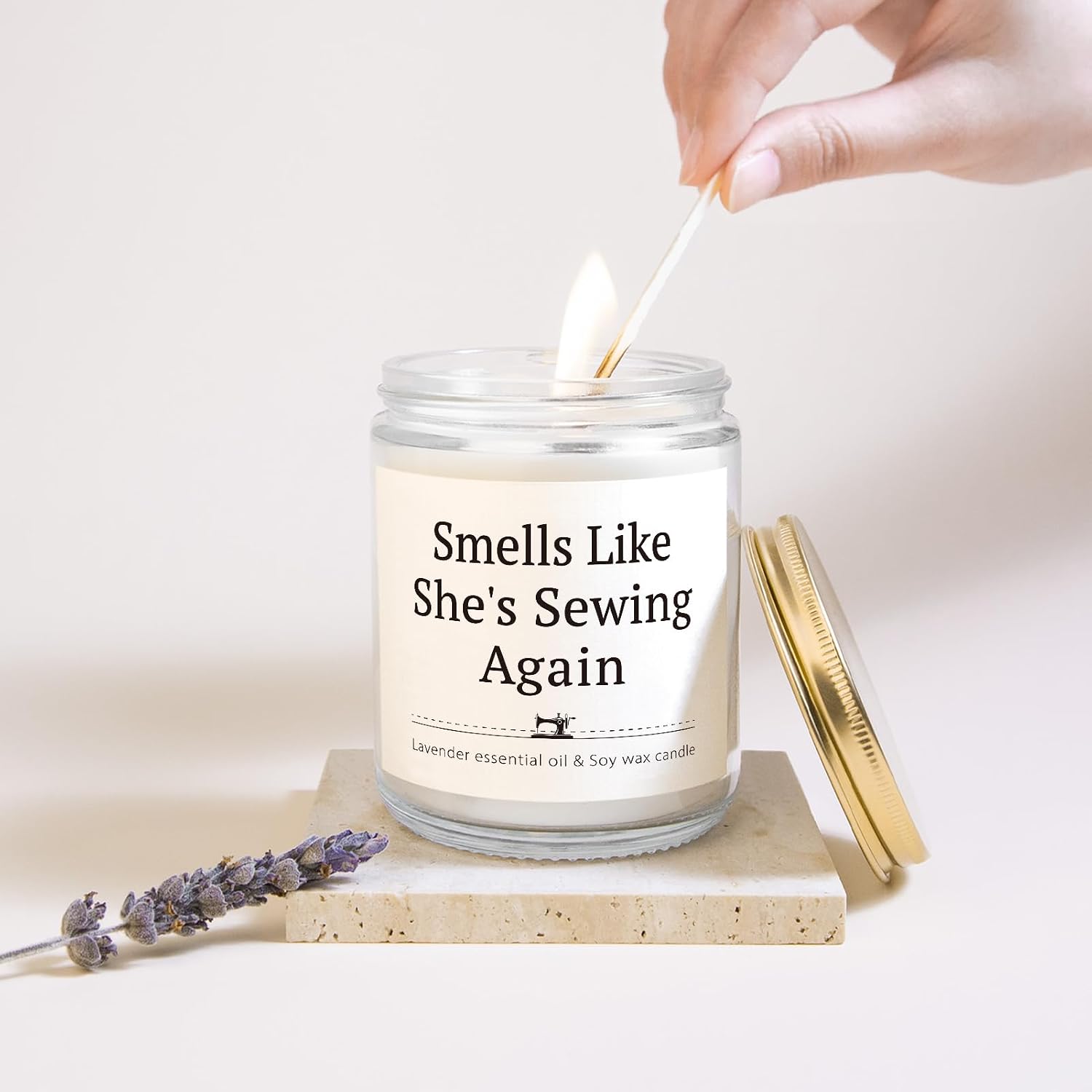 Funny Sewing Gifts for Women, Gifts for Quilters - Lavender Scented Candle, Sewing Accessories for Seamstress Tailors Crafters, Quilting Gift for Mom, Grandma, Friend, Wife