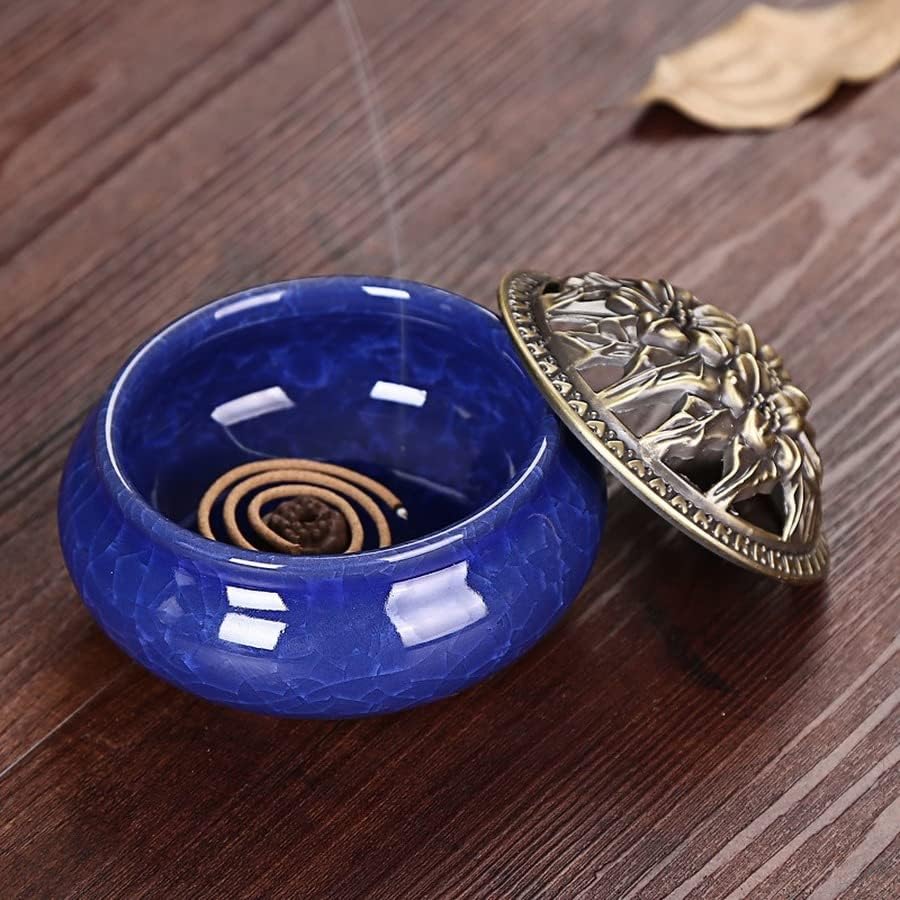 Ceramic Incense Burner, Coil Cone Stick Incense Burner Holder, Home Ornaments Incense Seat, Disc Censer Zen Decor (Fambe Red)