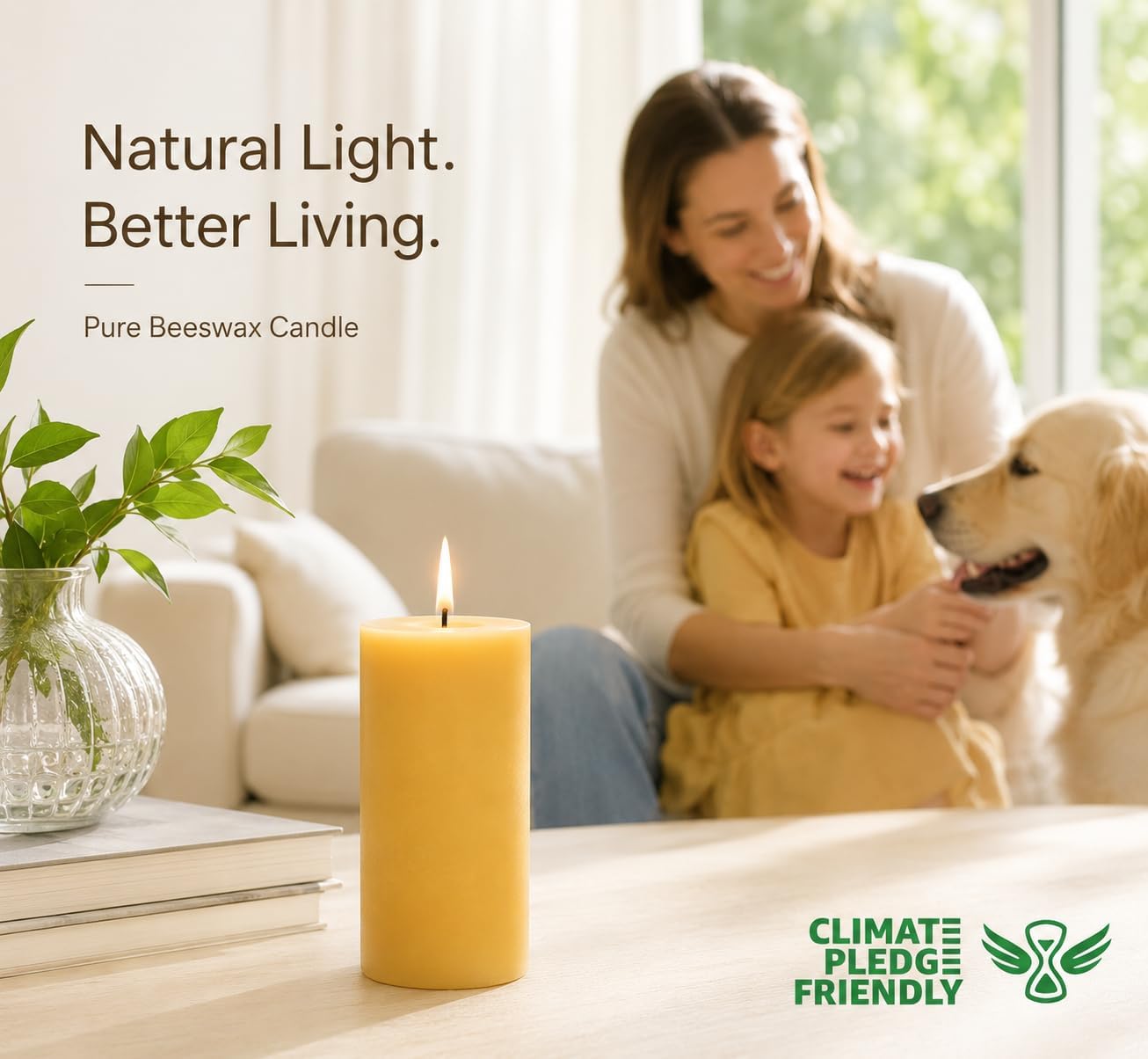 Beeswax Candles Pillar 3 Pack, 2x4 Inch Non Toxic Bees Wax Candle for Home, 35 Hour Natural Honey Scented Pillar Candle for Air Purification, Emergency, Meditation