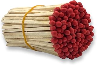 Premium Long Wood Safety Matches Bulk for Candles, Campfires, Grills, 4 inch Red Tip, 100 Count, Striking Stickers Included, Cute Decorative Matches for Home, Gifts, Events (Red, 100)