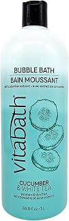 Vitabath Cucumber & White Tea Bubble Bath Rich Foaming Bubbly Soak & Relaxing Aromatherapy Moisturizing & Nourishing Indulgent Suds for Women & Men All Skin Types - 33.8 fl oz