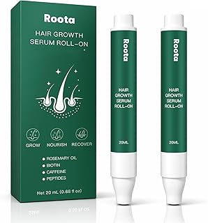 Roota Hair Growth Serum Roll-On, Hair Revival Serum Nourishes Scalp for Thicker, Healthy Hair for Men & Women 20ml/0.68 fl oz