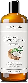 MAYJAM Organic Fractionated Coconut Oils Liquid 16oz, 100% Pure & Natural USDA Certified Cold Pressed Coconut Carrier Oil for Face Skin & Hair Moisturizing, Body Massage Oil for Essential Oils Mixing